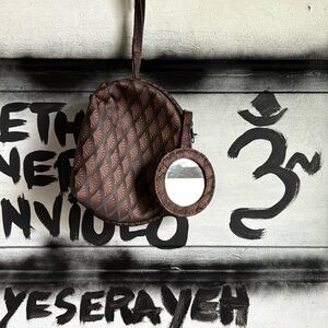 Brown Patterned Backpack with Mirror